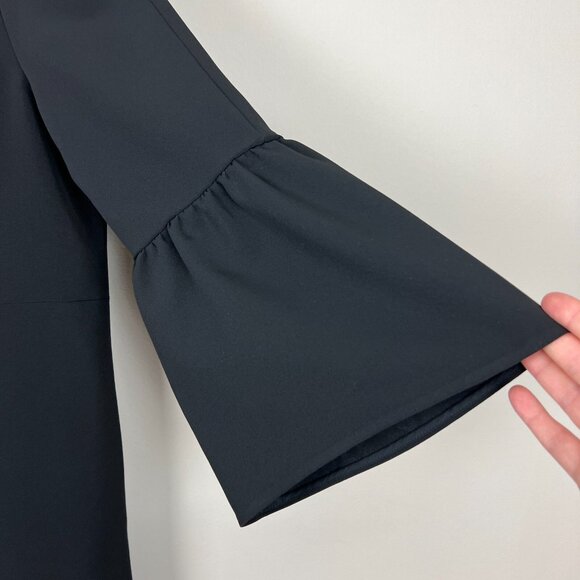 Lafayette 148 New York Dress Womens‎ 14 Black 3/4 Bell-Sleeve Sheath Knee Length - Picture 4 of 10